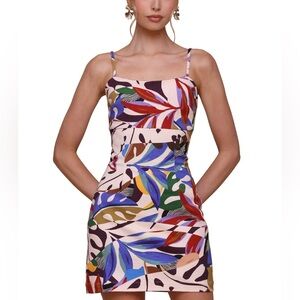 Avec Les Filles Women's Printed Square-Neck Bodycon Mini Dress, Size 12 NWT